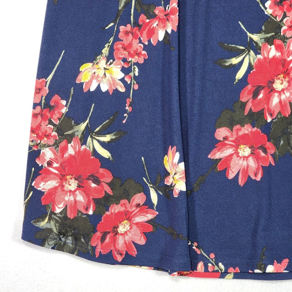 PAPERMOON Strappy Tank Top 2XL Navy Blue with Red Yellow White Floral Flowy Soft - Picture 2 of 11